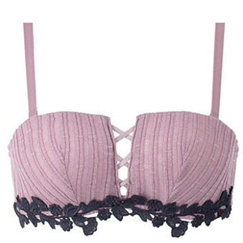 Women Underwear Wireless Solid Color Push Up Breathable Cross Bra JL